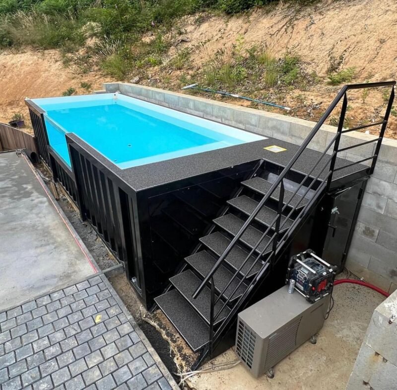 20 Fuß Versandcontainer-Pool mit maßgefertigter Treppe